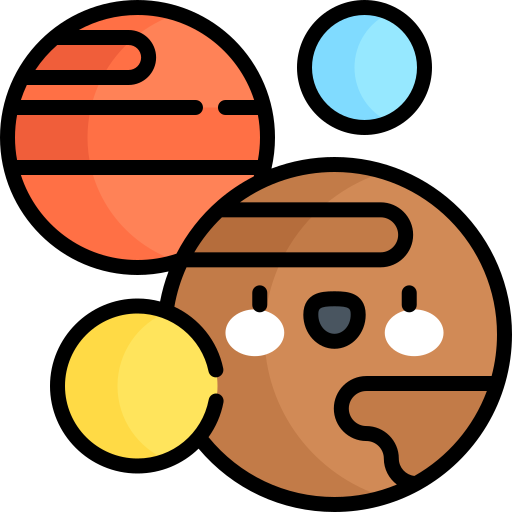planetas Kawaii Lineal color icono