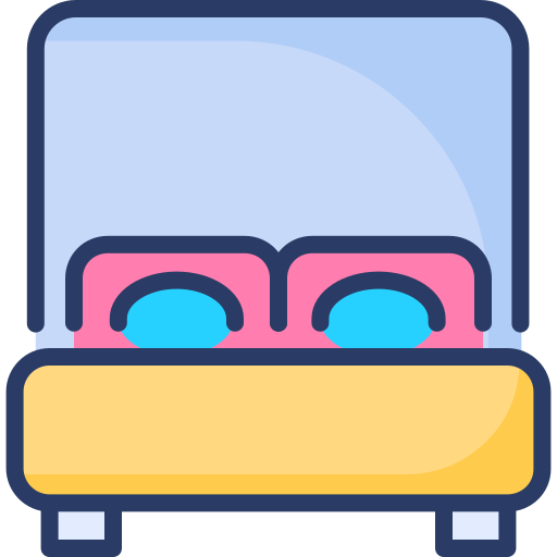 Двуспальная кровать с подушками-сердечками Generic color lineal-color иконка