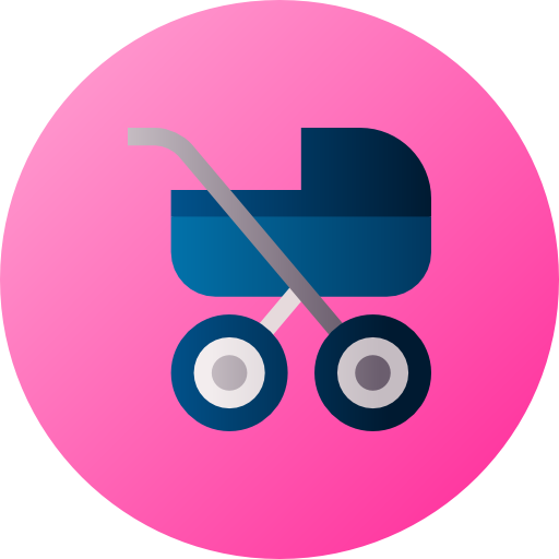 Baby stroller Flat Circular Gradient icon