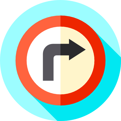 우회전 Flat Circular Flat icon