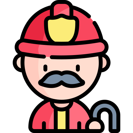 Пожарный Kawaii Lineal color иконка