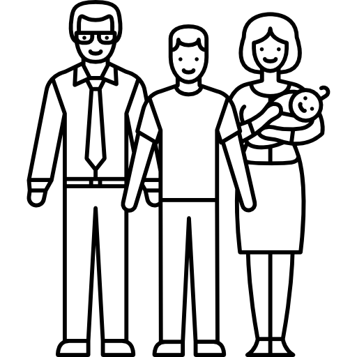 pareja casada con dos hijos  icono