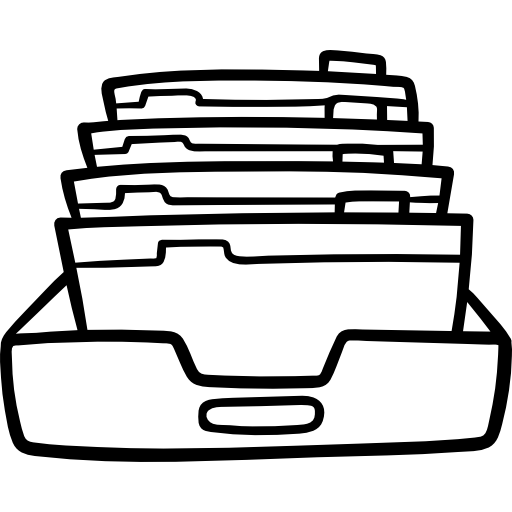 bandeja de entrada Hand Drawn Black icono