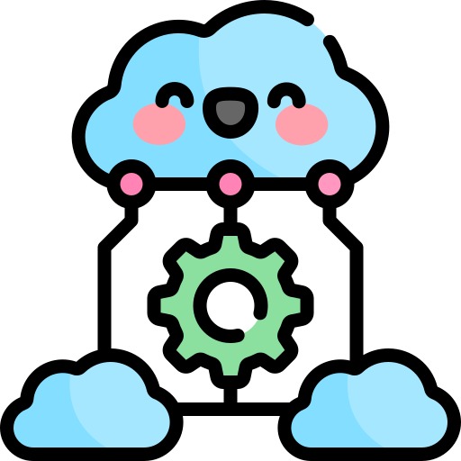 cloud netwerk Kawaii Lineal color icoon
