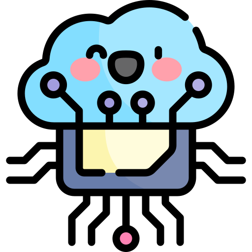 computación en la nube Kawaii Lineal color icono