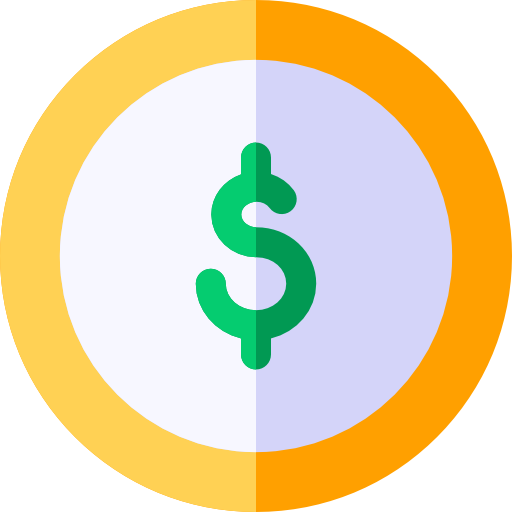 dollar munten Basic Rounded Flat icoon
