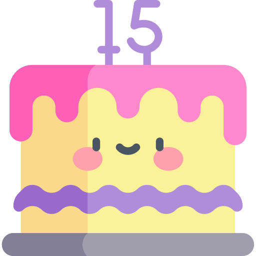 Торт на день рождения Kawaii Flat иконка