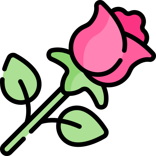 rosa Kawaii Lineal color icona
