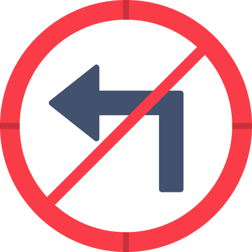 No turn left Generic color fill icon
