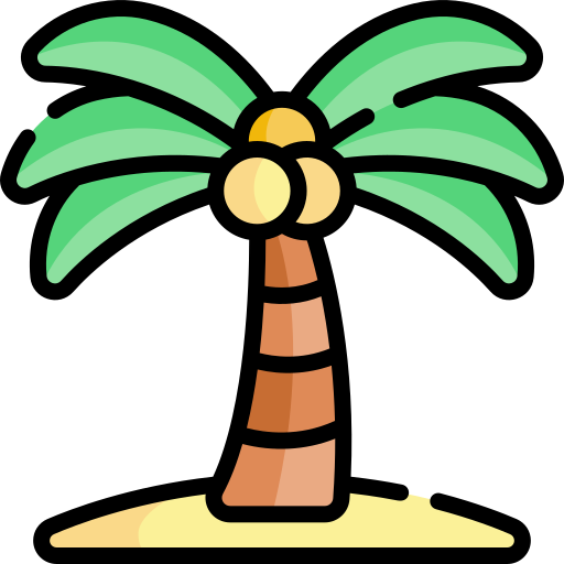 palmera Kawaii Lineal color icono