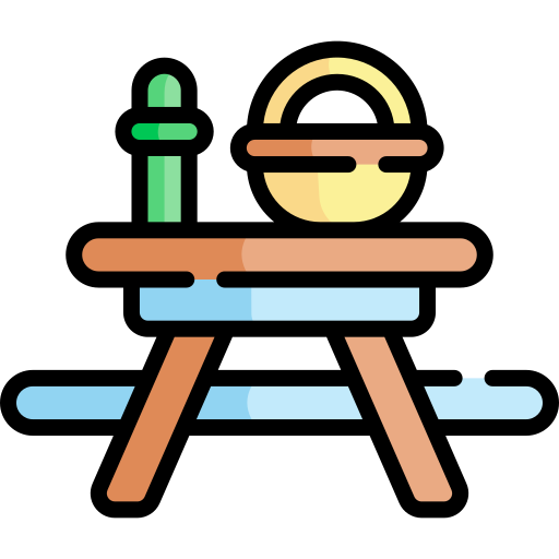 tavolo da picnic Kawaii Lineal color icona