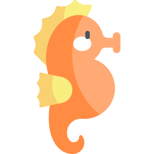 морской конек Kawaii Flat иконка