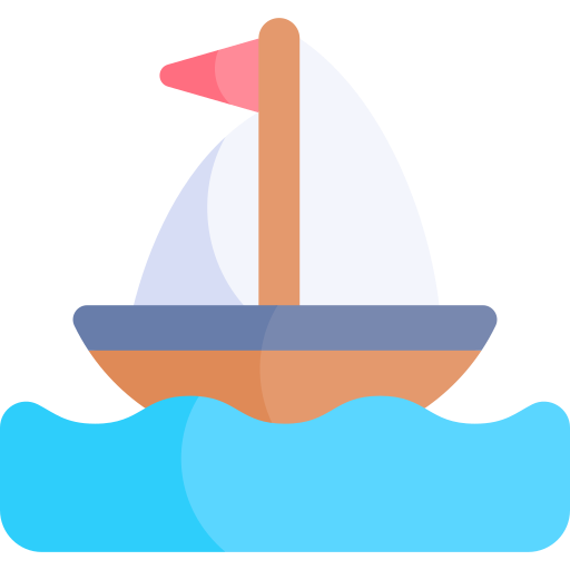 zeilboot Kawaii Flat icoon