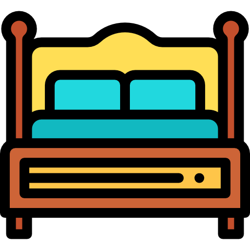 Bed Detailed Rounded Lineal color icon
