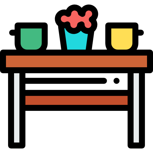 Table Detailed Rounded Lineal color icon