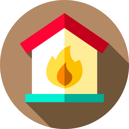 불에 집 Flat Circular Flat icon