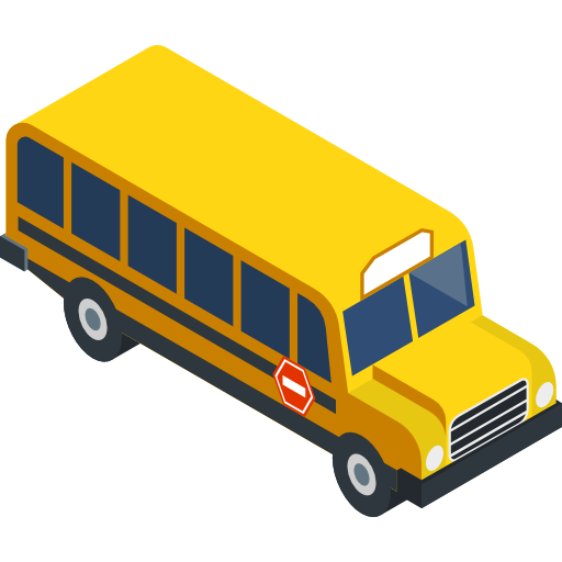 autobús escolar Isometric Flat icono