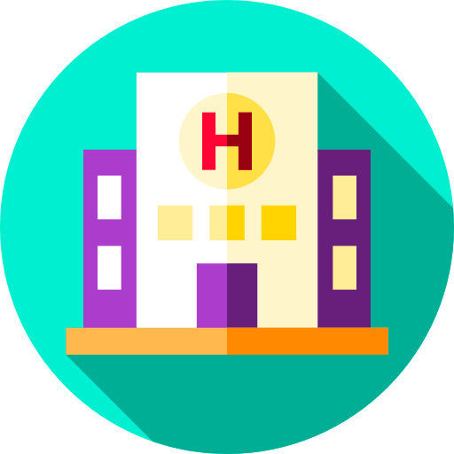 Hospital building Flat Circular Flat icon