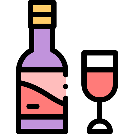 vino Detailed Rounded Lineal color icono