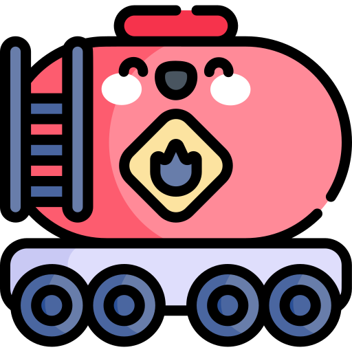 tankwagen Kawaii Lineal color icoon
