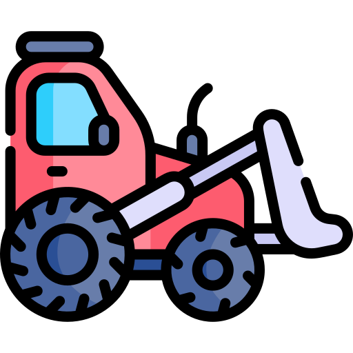 bulldozer Kawaii Lineal color icoon