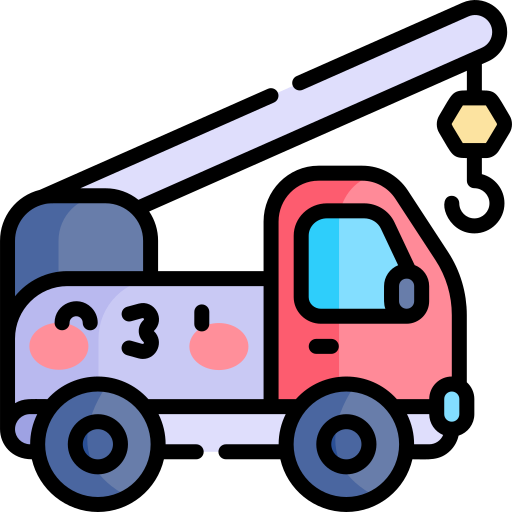 camion gru Kawaii Lineal color icona