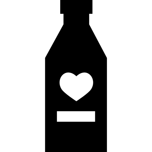 botella de vino con corazón  icono