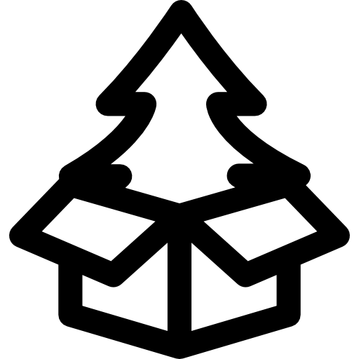 Árbol de navidad en una caja Curved Lineal icono