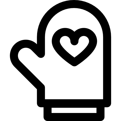 mitón con corazón Curved Lineal icono