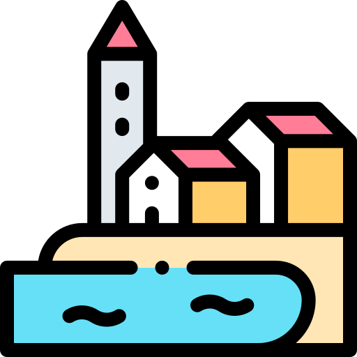Coastal village Detailed Rounded Lineal color icon