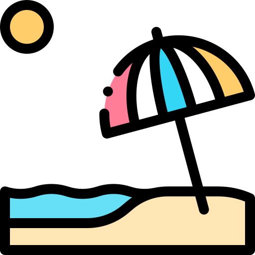 Beach Detailed Rounded Lineal color icon