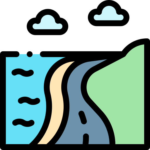 carretera costera Detailed Rounded Lineal color icono