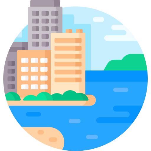 Прибрежный город Detailed Flat Circular Flat иконка