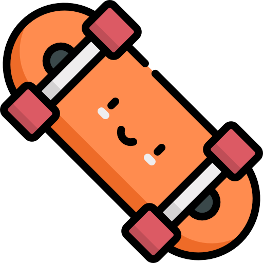 skateboard Kawaii Lineal color icona