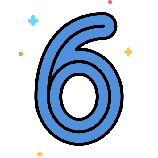 Number 6 Flaticons Lineal Color icon