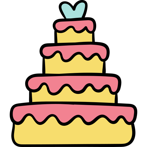 bolo de casamento Hand Drawn Color Ícone
