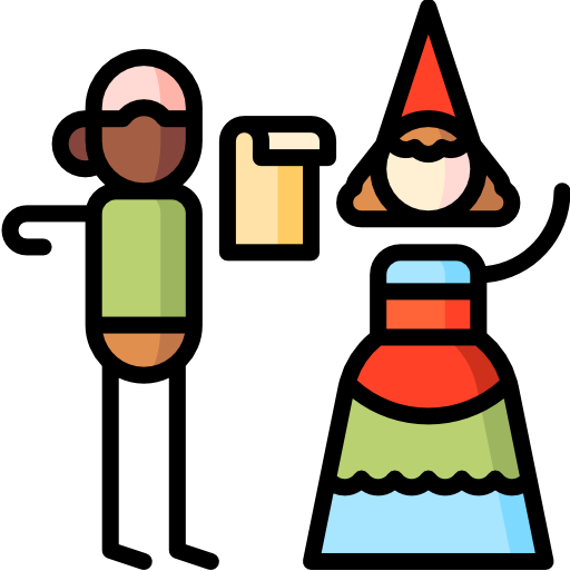 Drama Puppet Characters Lineal Color icon