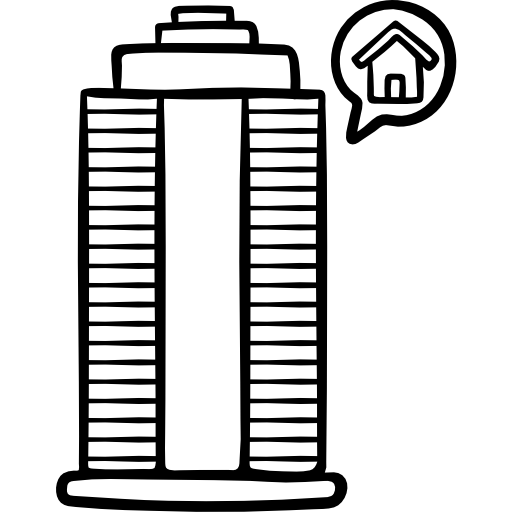 wolkenkratzer Hand Drawn Black icon