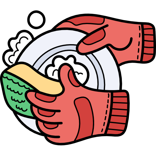 lavare i piatti Hand Drawn Color icona