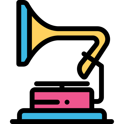 Gramophone Detailed Rounded Lineal color icon