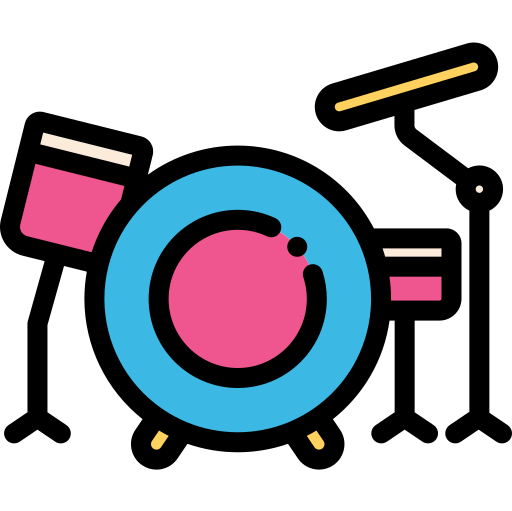 Drum set Detailed Rounded Lineal color icon