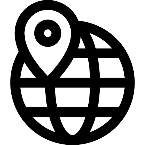 wereld locatie Curved Lineal icoon