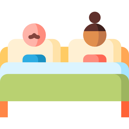 Double bed Puppet Characters Flat icon