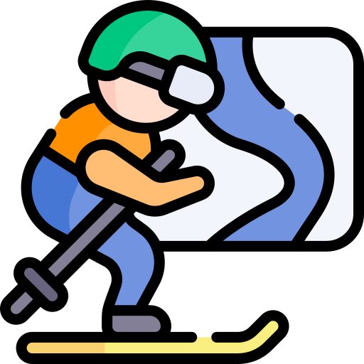 Skiing Kawaii Lineal color icon