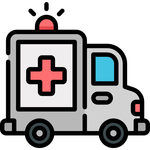 ambulance Kawaii Lineal color Icône