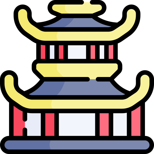 중국 사원 Kawaii Lineal color icon