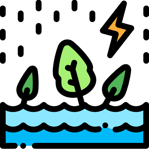 홍수 Detailed Rounded Lineal color icon