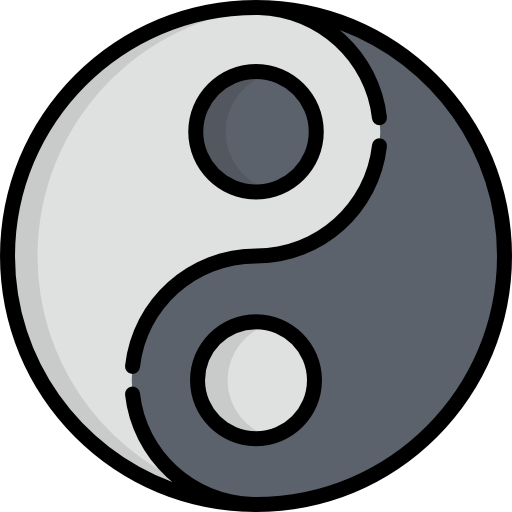 yin yang Kawaii Lineal color icona
