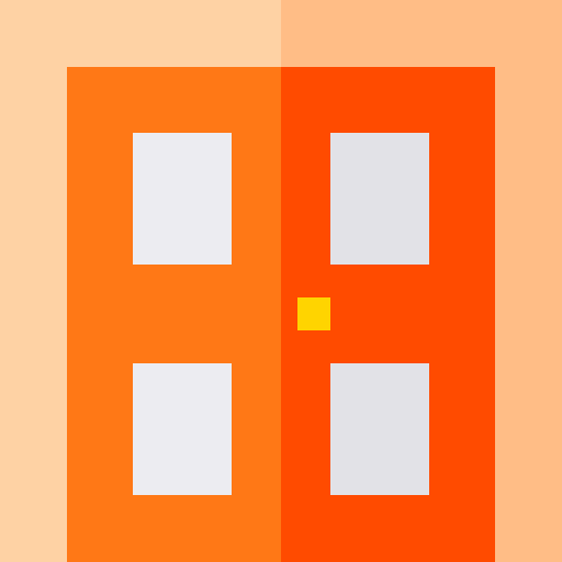 Double door Basic Straight Flat icon