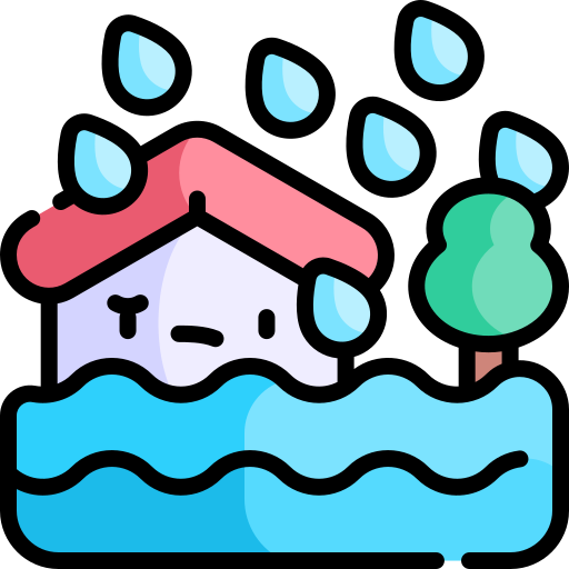 Heavy rain Kawaii Lineal color icon
